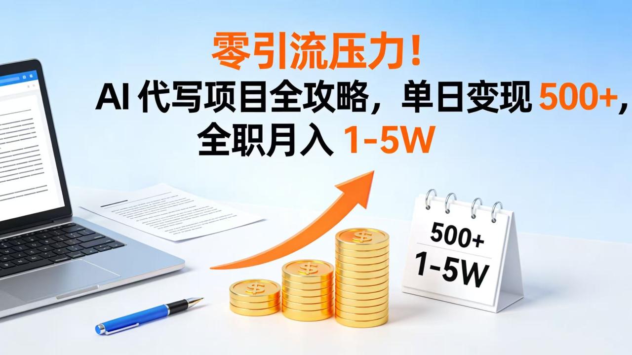 零引流压力!AI 代写项目全攻略,单日变现 500+,全职月入 1-5W 零引流压力!AI 代写项目全攻略,单日变现 500+,全职月入 1-5W